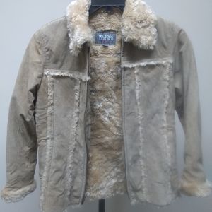 Genuine suede leather kids girls coat: lg